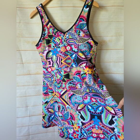 Johnny Was Bee Active Scoop Neck Fit And Flare Tennis Dress Multi Color Large - Picture 8 of 16